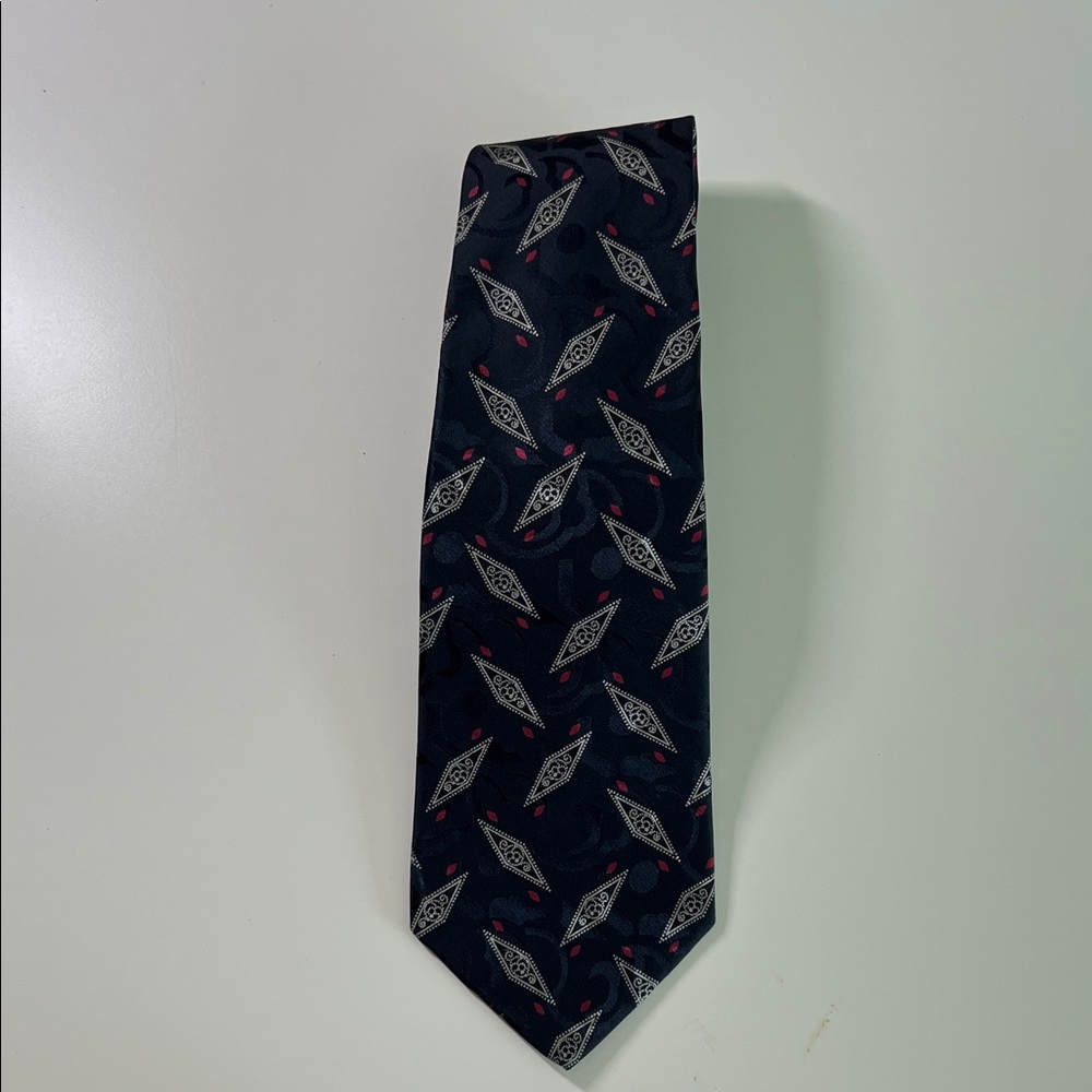 Allen Solly Dark Blue Tie with Red and Gray Motif